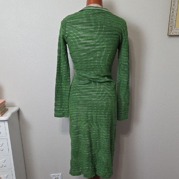 Missoni Green Textured Knit Polo Midi Dress